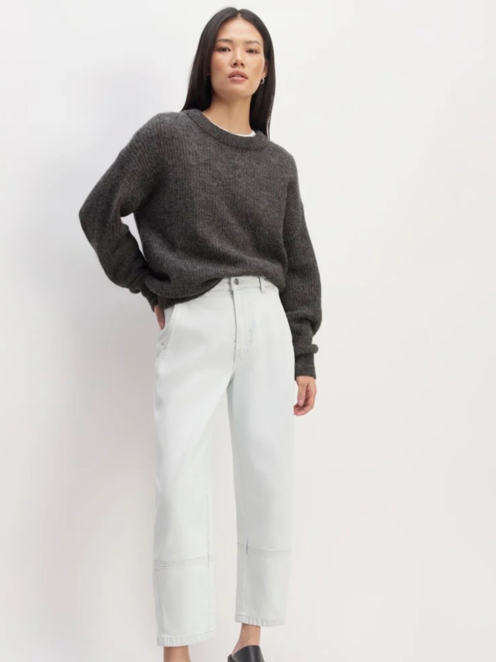 Everlane the cocoon alpaca wool Charcoal Gray Crewneck Sweater size medium
